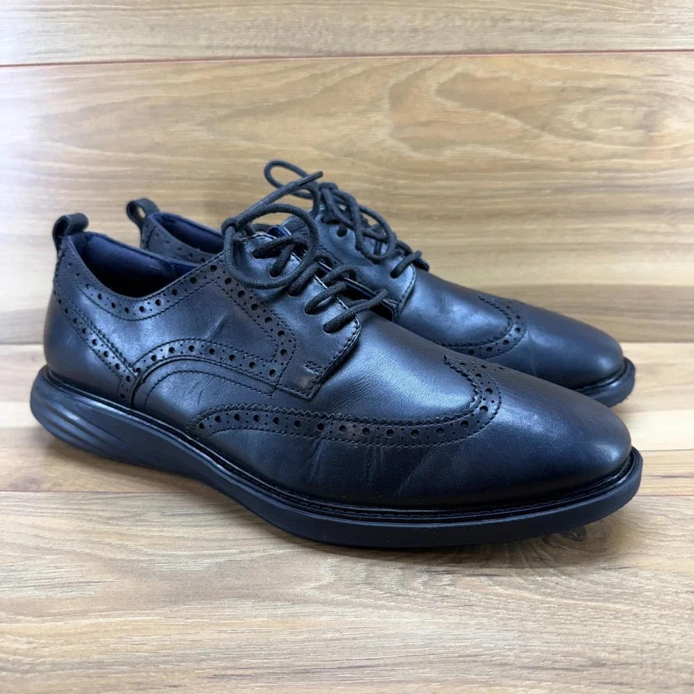 Cole Haan Grand Evolution Wingtip Oxford Men 11.5M Black Leather Business Casual